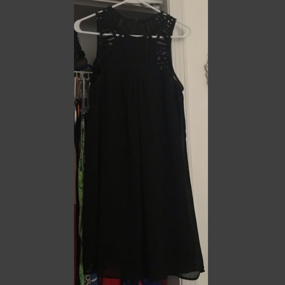 black mini swing dress